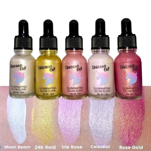 Оптом Рідкий хайлайтер UNICORN OIL золотисто-рожевий - 14 мл