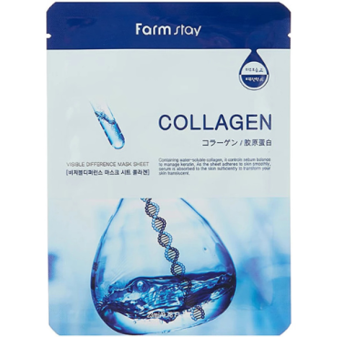Оптом Тканинна маска для обличчя з колагеном FARMSTAY COLLAGEN VISIBLE DIFFERENCE MASK SHEET - 23 мл