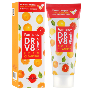 Оптом Вітамінна пінка для очищення шкіри FARMSTAY DR.V8 VITAMIN FOAM CLEANSING 100 мл