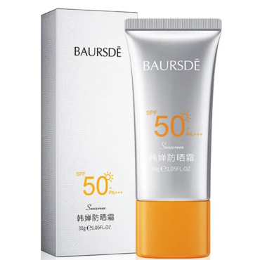 Оптом Легкий зволожуючий сонцезахисний крем для обличчя BAURSDE SUNSCREEN SPF50+ PA+++ з вітаміном Е - 30 г 