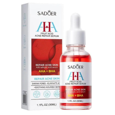 Оптом Оновлююча регенеруюча сироватка для шкіри обличчя SADOER FRUIT ACID ACNE REPAIR SERUM з AHA і BHA кислотами, протизапальна - 30 мл