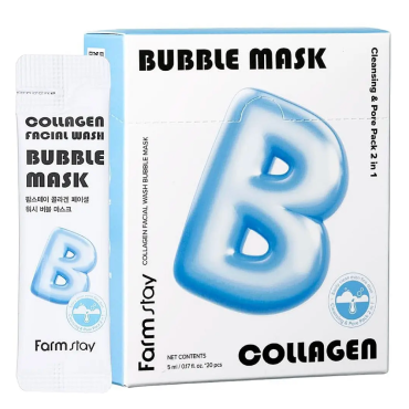 Оптом Набір бульбашкових масок для обличчя з колагеном FarmStay Collagen Facial Wash Bubble Mask - 5 мл*20 шт