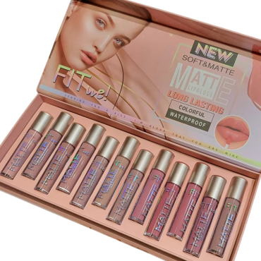 Оптом Набір блисків для губ MATTE FIT WE WATERPROOF - 12 шт.