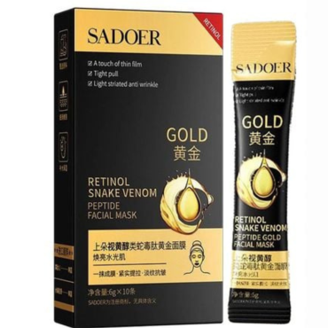 Оптом Маска для обличчя з ретинолом і пептидамиSADOER RETINOL GOLD SANAKE VENOM PEPTIDE FACE MASK - 10*6г