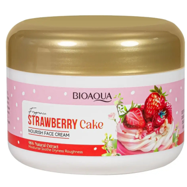 Оптом Поживний крем для обличчя з екстрактом полуниці, алое та центели BIOAQUA STRAWBERRY CAKE NOURISH FACE CREAM