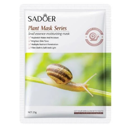 Оптом Глибоко зволожуюча відновлюючи тканинна маска з муцином равлика SADOER SNAIL ESSENCE MOISTURIZING MASK - 25 г