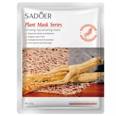 Оптом Антивікова тканинна маска з екстрактом женьшеню тонізуюча відновлюючи SADOER GINSENG REJUVENATING MASK - 25 г