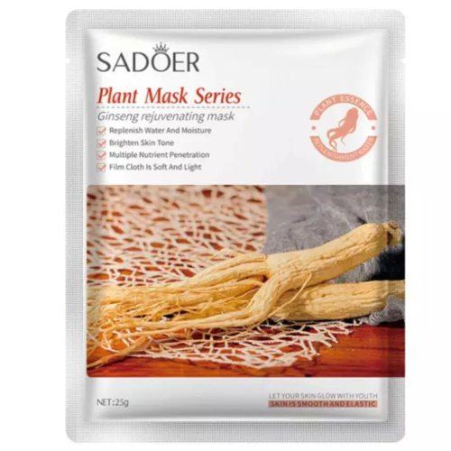 Оптом Антивікова тканинна маска з екстрактом женьшеню тонізуюча відновлюючи SADOER GINSENG REJUVENATING MASK - 25 г