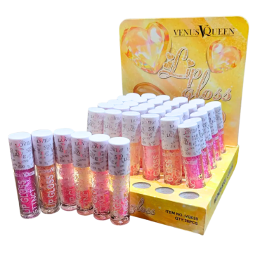 Оптом Блиск-бальзам для губ Love з різнобарвними блискітками VENUS LIPGLOSS - 36 шт./уп.