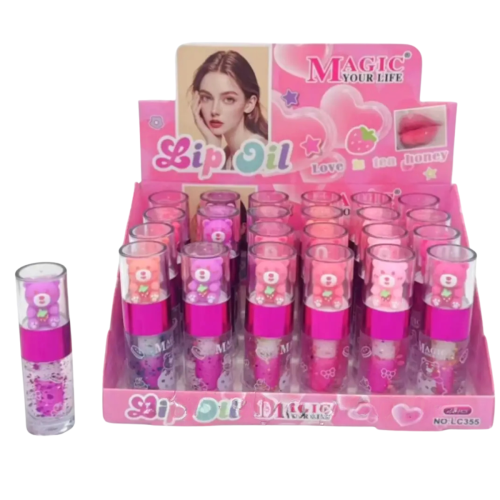 Оптом Блиск для губ "Рожеві Ведмедики" з екстрактом полуниці і медом MAGIC YOUR LIFE LOVE TEA HONEY BEARS - 24 шт./уп.