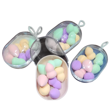 Оптом Набір спонжів BEAUTY BLENDER б’юті-блендерів у пластиковому боксі міні, мікс (фігурні та крапля) 8 в 1 - 8 од.