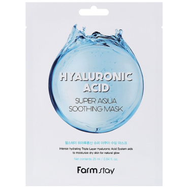 Оптом Тканинна маска для обличчя з гіалуроном FARMSTAY HYALURONIC ACID SUPER AQUA SOOTHING MASK - 25 мл