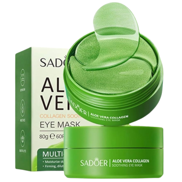 Оптом Гідрогелеві патчі з алое вера 98% і колагеном для інтенсивного зволоження шкіри навколо очей SADOER ALOE VERA COLLAGEN SOOTHING EYE MASK - 60 од.