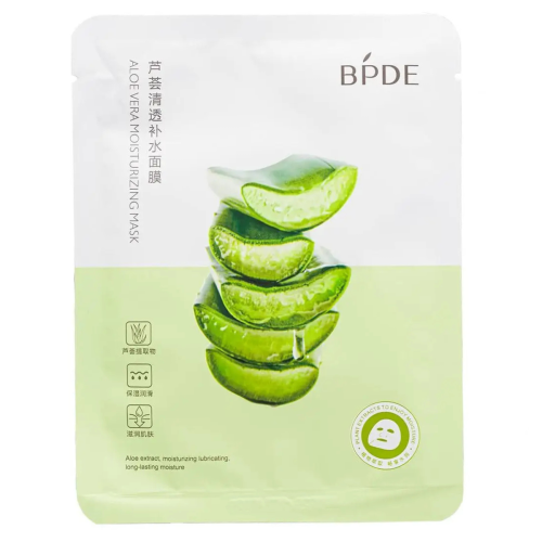 Оптом Відновлювальна тканинна маска з екстрактом алое заспокійлива, усуває сухість BPDE ALOE VERA MOISTURIZING MASK - 25 г 