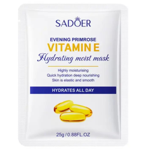 Оптом Глибоко зволожуюча тканинна маска для обличчя з вітаміном Е антивікова, від сухості, подразнень, зморшок SADOER VITAMIN E HYDRATING MOIST MASK - 25 г 