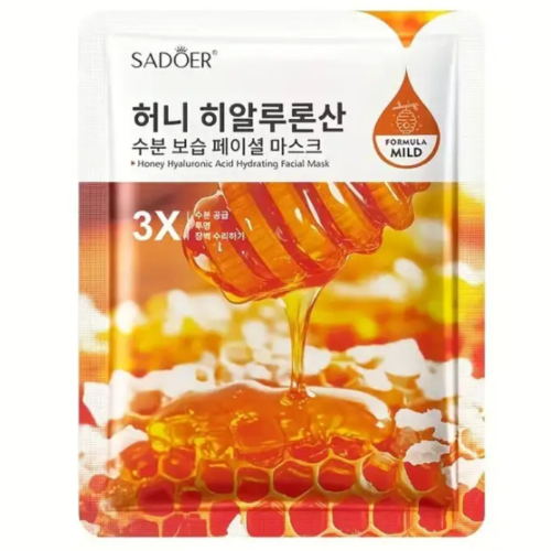 Оптом Зволожуюча тканинна маска для обличчя з з екстрактом меду та гіалуроновою кислотою для живлення та омолодження шкіри SADOER HONEY HYALURONIC ACID HYDRATING FACIAL MASK - 25 г