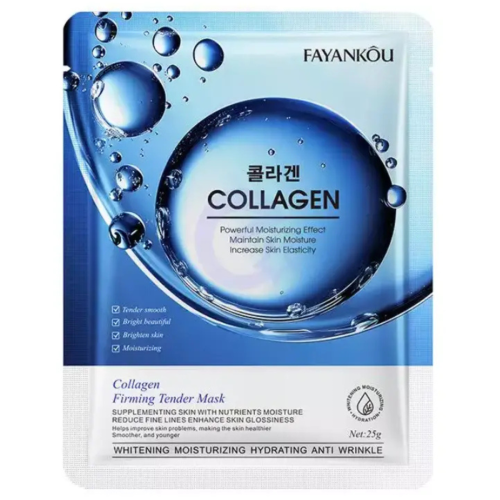 Оптом Зволожуюча тканинна маска для обличчя з колагеном антивікова, для зміцнення овалу зрілої, вікової шкіри FAYANKOU COLLAGEN FIRMING TENDER MASK - 25 г