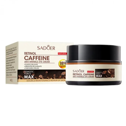Оптом Освітлюючий антивіковий крем під очі від темних кіл та набряків, зморшок з кофеїном та ретинолом SADOER RETINOL CAFFEINE ANTI-WRINKLE EYE CREAM - 20 г