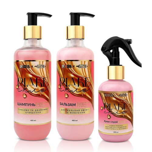 Оптом Подарунковий набір 3 в 1 для блиску та гладкості "Рідке скло" SOIKA & GTM - 3 од.